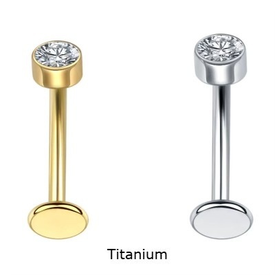 Joia de Titânio com botão zircónia para ashley, umbigo TN073