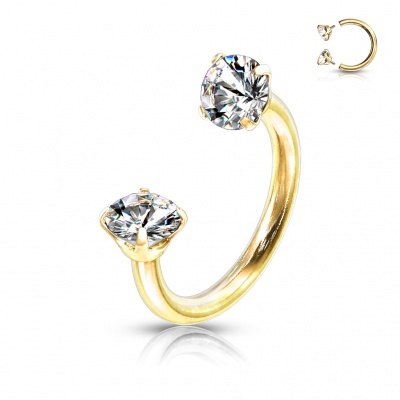 Argola aberta: ferradura em  aço cirúrgico com cristal - HS04 - rosca interna