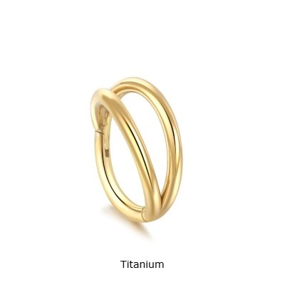 Argola dupla de Titanio de espessura reduzida, fecho click TF623