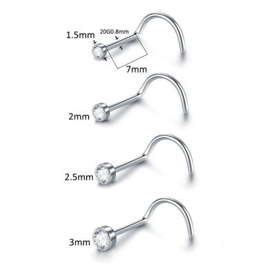 Joia para nariz em  aço cirurgico com botão de zircónia NO704