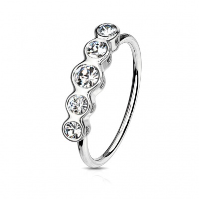 Argola sem fim  em aço cirúrgico 316L com cristais para nariz -  NOH20