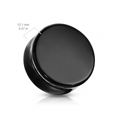 Plug - túnel orgânico de pedra natural Obsidian preta  - PST16 - 8mm até 16mm