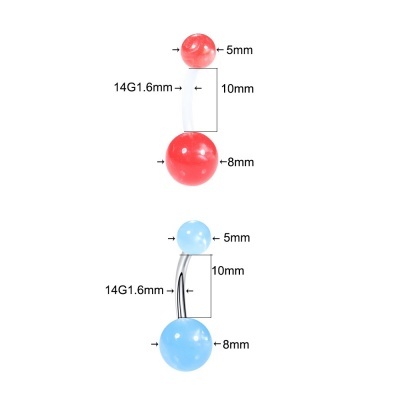 Pack 12 Piercings para umbigo com bolas de acrílico "candy " cores sortidas E5818