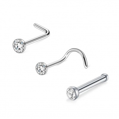 Pack de 3 piercings em aço cirurgico 316L sortidos para nariz VNO103