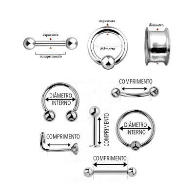 Argola dupla de Titânio com 2 filas de zircónias TF626