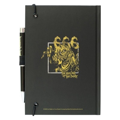 Caderno A5 Premium + caneta projetora Iron Maiden - Number of The Beast