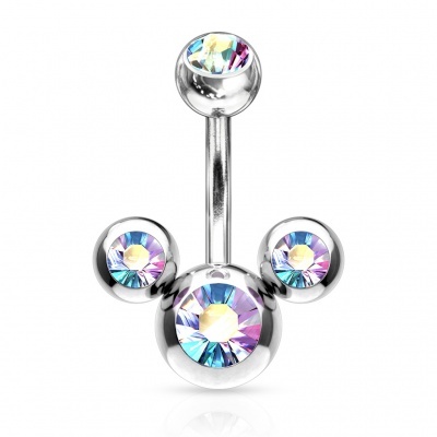 Barra curva - Banana de umbigo aço cirúrgico Mickey - NS52