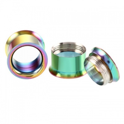 Túnel de aço cirúrgico de rebordo fino com rosca - PDFT - 6mm até 28mm  -  4 cores