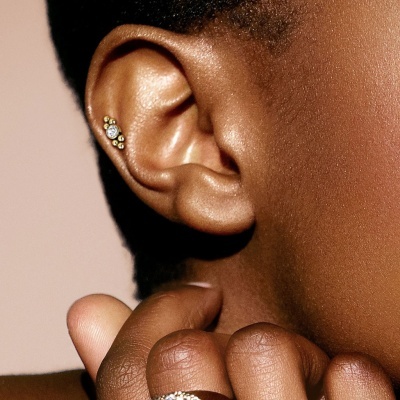 Barra  de  aço cirúrgico 316L com cristal e  bolinhas - JA1074