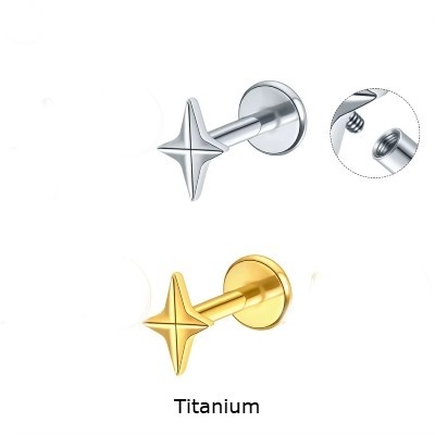 Joia labret de Titânio com estrela do norte TC404