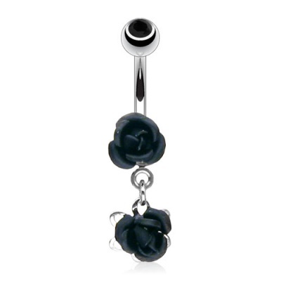 Joia de piercing para umbigo aço 316L com dupla rosa  NSQ-0292