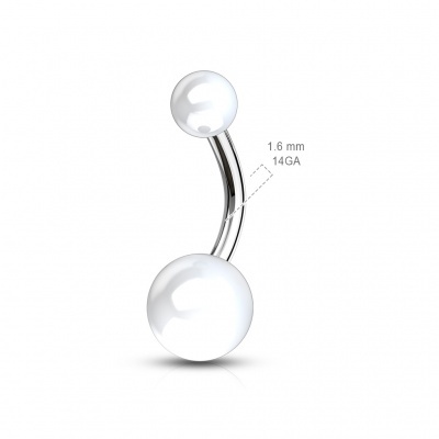 Joia básica de Titanio (banana) para umbigo com bolas de acrílico - T23NAS Joia básica de Titanio (banana) para umbigo com bolas de acrílico - T23NAS