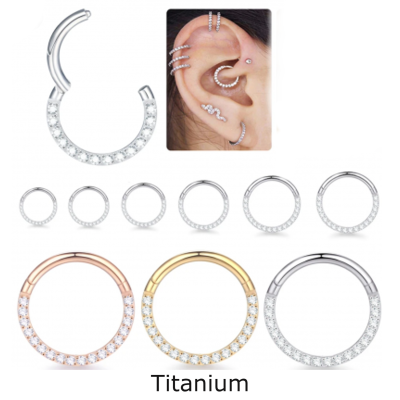 Argola de segmento em Titânio G23 com delicadas zircónias para septo e cartilagem RHT08 Argola de segmento em Titânio G23 com delicadas zircónias para septo e cartilagem RHT08