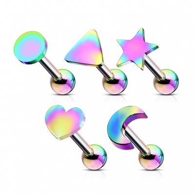 Pack 5 body piercings - Barra de aço cirúrgico com figuras  VJ-017
