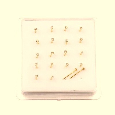 Brinco dobrável de nariz em prata dourada925 com cristal NBA06