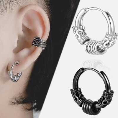 PAR de argolas em aço inoxidavel com motivos étnicos EH048