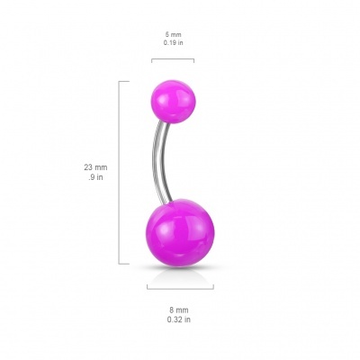 Barra curva - Banana de umbigo aço cirúrgico bola lisa - NAS-1410