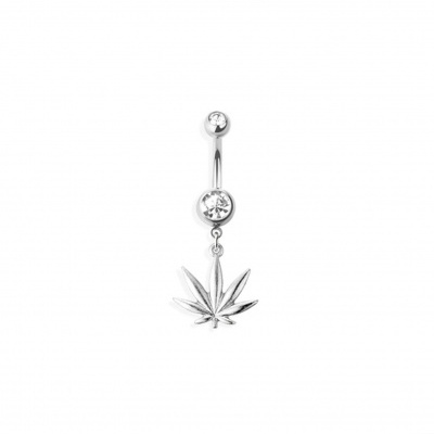Barra de aço Cirurgico 316L para piercing de umbigo com folha de cannabis NSD-602