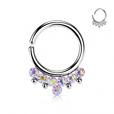 Argola de torcer em aço para septo ou cartilagem com cristais #RXS14