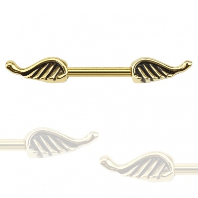 Barra de mamilo em aço cirúrgico com asas  - KR12778