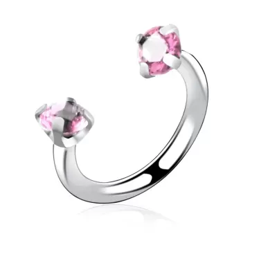 Argola aberta: ferradura em  aço cirúrgico com cristal - HS04/2 - rosca interna