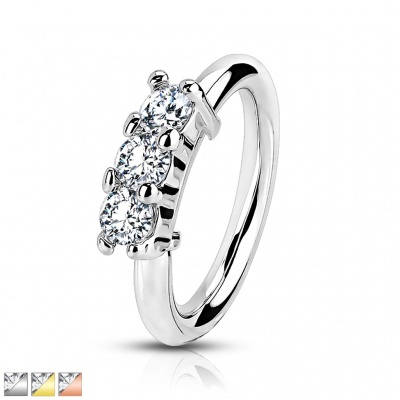 Argola sem fim  em aço cirúrgico  com 3 cristais - RX96