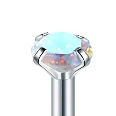 Joia labret de aço cirurgico para tragus, lábio, concha, helix e mais com zircónia aurora boreal AC011ab Joia labret de aço cirurgico para tragus, lábio, concha, helix e mais com zircónia aurora boreal AC011ab