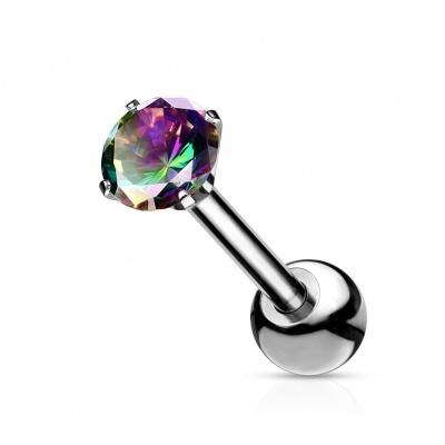 Joia -barra de piercing em Titanio - com cristal zirconia T23J04