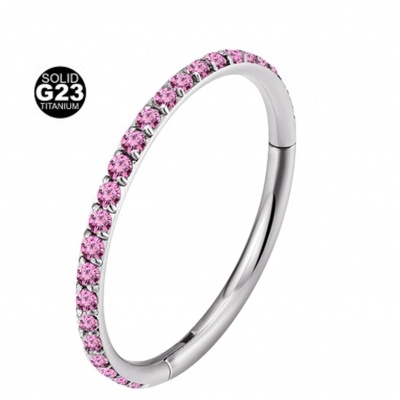 Argola de Titanio para vários tipos de piercings com mini zircónias em redor TRC01