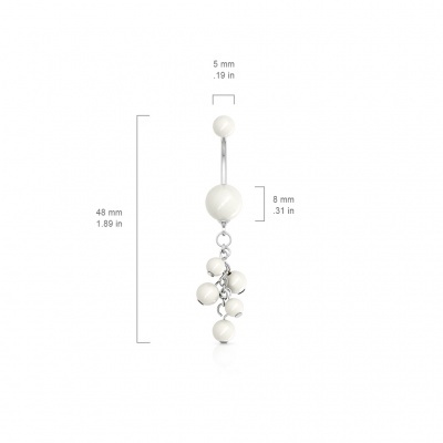 Piercing de aço 316L para umbigo com pérolas NSQ-1504