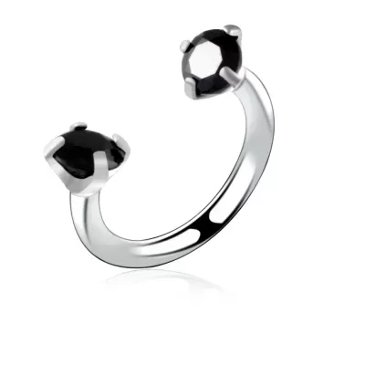 Argola aberta: ferradura em  aço cirúrgico com cristal - HS04/2 - rosca interna