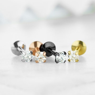 Pack 4 body piercings - Labret em aço cirúrgico -  VL-22  rosca interna