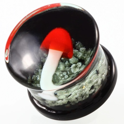 Plug de vidro com cogumelo brilha no escuro E7502