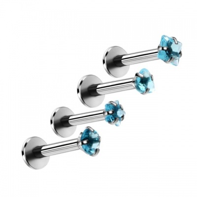 Jóia labret de lábio, cartilagem em aço cirurgico 316L , rosca interna, com cristal  em formas desenho  GO615CH