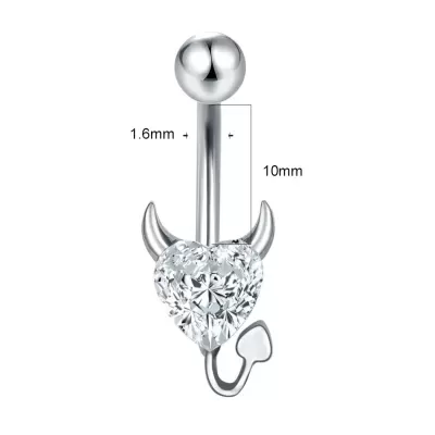 Joia de Titânio para umbigo com diabinho zircónia TN061
