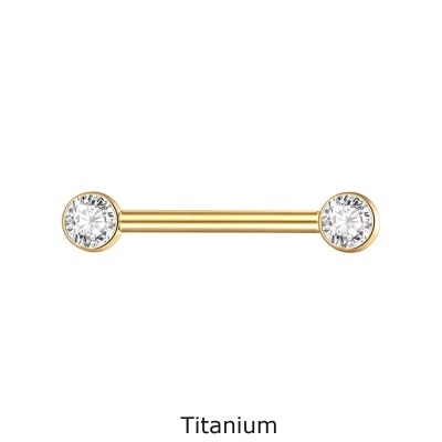 Jóia de mamilo em Titânio G23 com botão de  zircónias TN101