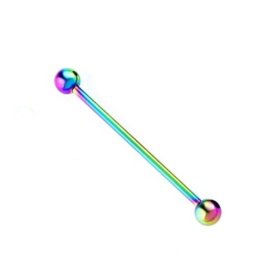 Barra de aço cirúrgico 316L para piercing transversal várias cores BT35