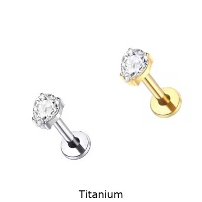 Joia labret de Titânio com cristal gota TP135