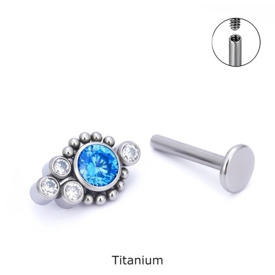 Joia labret de Titanio com formação de zirconias e micro bolas TL980