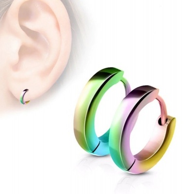 Par de argolas  em aço 316L,  abaulada - SE2003 -4 cores