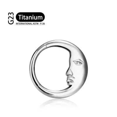 Argola de Titanio com lua para daith, rook, septum TS9001 Argola de Titanio com lua para daith, rook, septum TS9001