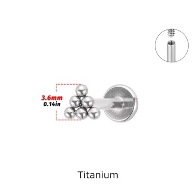 Joia labret de Titânio com triangulo de micro bolas TLI300 Joia labret de Titânio com triangulo de micro bolas TLI300