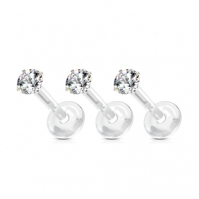 Labret transparente em silicone com cristal - LX09