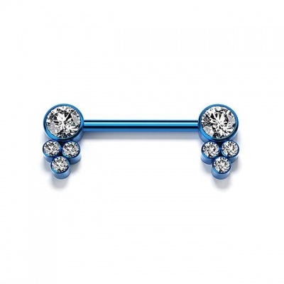 Piercing para mamilo em aço cirurgico 316L com 4 cristais K100