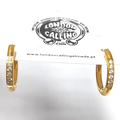 PAR de argolas redondas em aço cirurgico com 1 fila de zircónias ARGZ