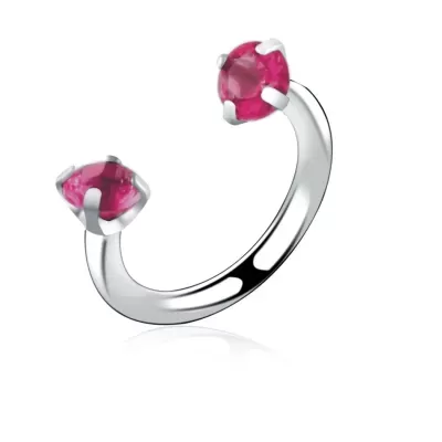 Argola aberta: ferradura em  aço cirúrgico com cristal - HS04/2 - rosca interna