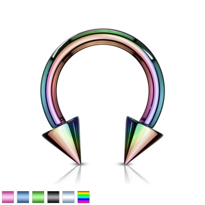 Argola para piercing  - ferradura em  aço cirúrgico com cones - HT02
