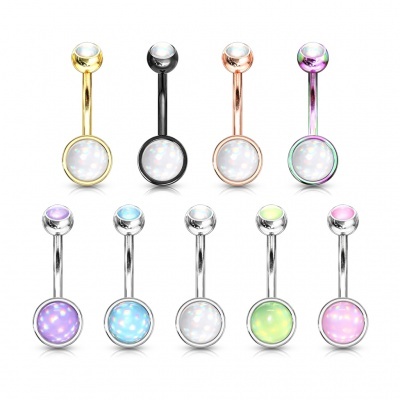 Barra curva - Banana de umbigo aço cirúrgico com disco colorido - NS90