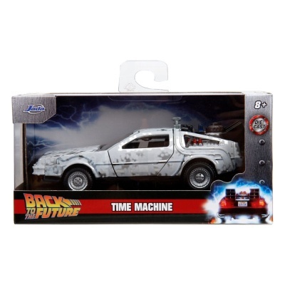 Carro Back to the Future Hollywood Rides Diecast Model 1/32 DeLorean Time Machine Frost