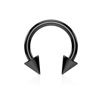 Argola para piercing  - ferradura em  aço cirúrgico com cones - HT02